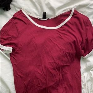 F21 Maroon Jersey Ringer T-Shirt Dress